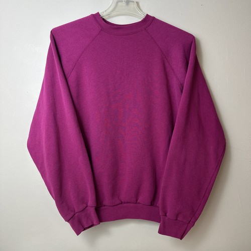 Vintage Tultex Blank Crewneck Sweater Mens XLarge Purple 90's Raglan Sweatshirt