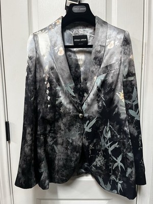 Giorgio Armani 100% Silk Blazer Jacket Made in Italy Watercolor $4250 Small