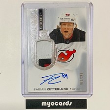 2021 Upper Deck The Cup Fabian Zetterlund /249 #144 Rookie Patch Auto Devils