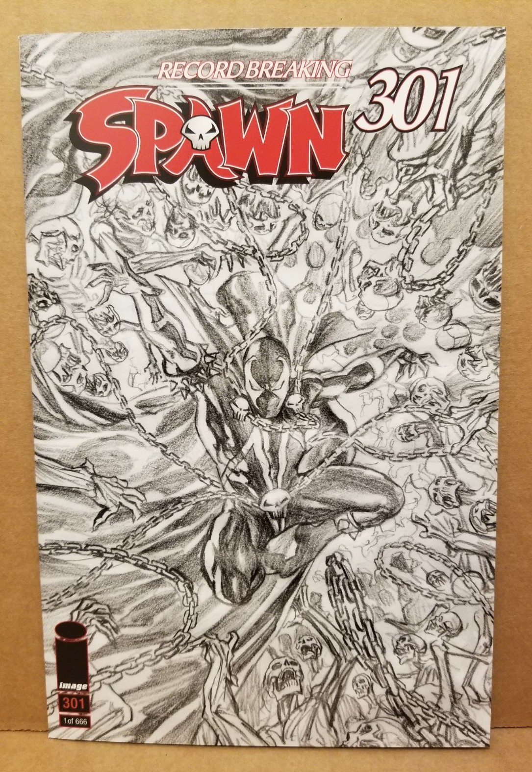 SPAWN #301 ALEX ROSS B&W SKETCH VARIANT LTD 666 HTF 2019 TODD MCFARLANE