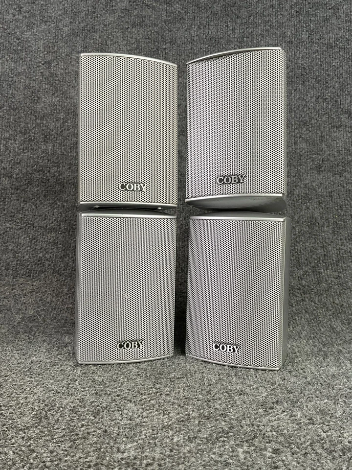 Coby 5.1 Surround Satellite Speakers Set of 4 🎶 Silver Color – Wired - Image 3 of 4