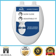 BEMIS Jamestown 1530SLOW Elongated Toilet Seat – Soft Close, STA-TITE, White