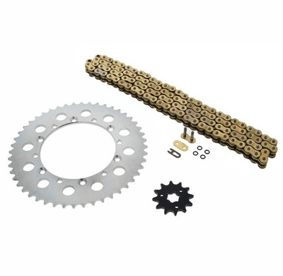 1994-1995, 00-2002 Kawasaki KX125 Gold O Ring Chain & Sprocket Silver 12/48 110L