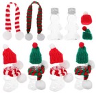  10 Pcs Biscuit Jar Christmas Mini Knit Hat Scarf Fillable Xmas Ornaments