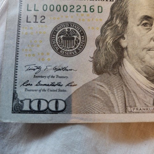 2009 A 100 $ Dollar Federal Reserve Schein San Francisco Fancy Serial #00002216 - Bild 3 von 11