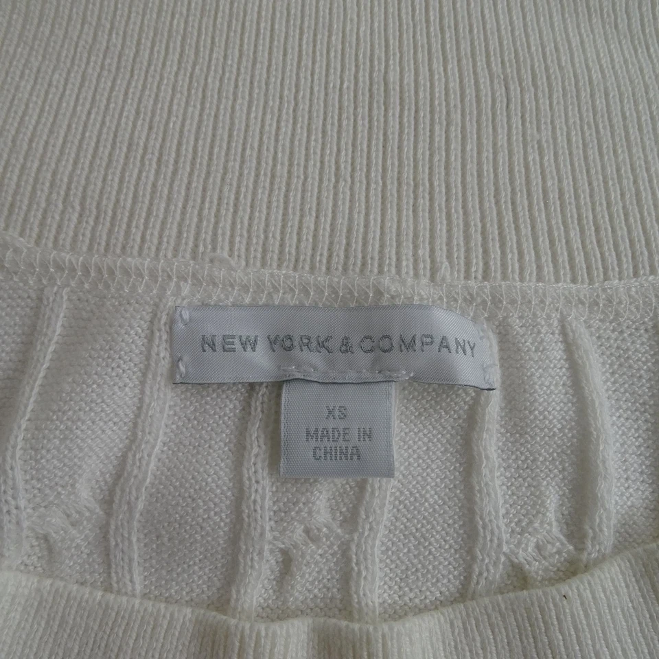 Женский вязаный свитер New York and Company размер XS белая хлопковая смесь БЕЗ РЕМНЯ - Изображение 3 из 4