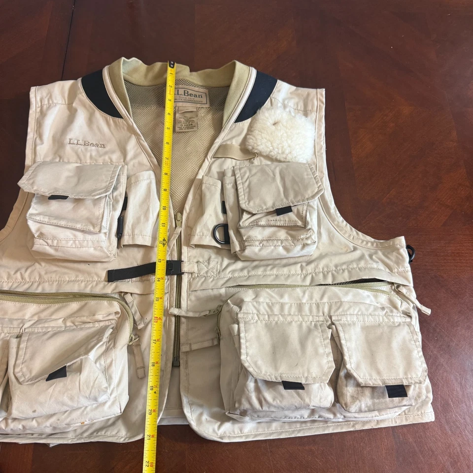 Vintage L.L. Kit Chaleco Pesca con Mosca Frijol M Beige Accesorios Moscas Herramientas Lote Foto 3 de 4