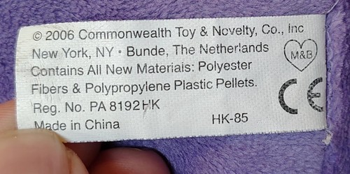2006 Commonwealth Plump Pets Purple Hippo Plush 10" Stuffed Animal Hippopotamus - Picture 10 of 10