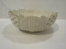 Lenox Serving Bowl Cut Outs Vines Ivory With Gold Trim 8in