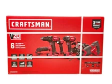 CRAFTSMAN V20 6-Tool Combo Kit w/ Soft Case, 2 Batteries & Charger CMCK601D2