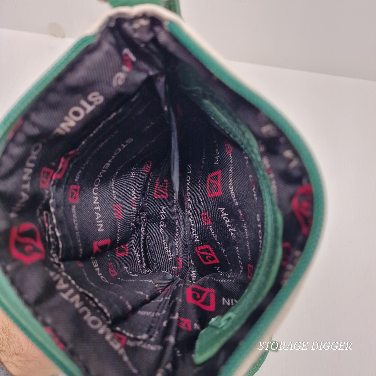 Stone Mountain USA Shoulder Bag Womens Teal Cream Bonded Leather Crossbody Strap