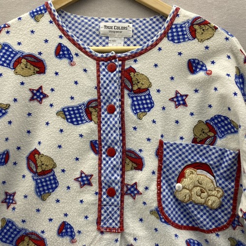 Vintage True Colors Nachtwäsche Flanell Schlafshirt Nachthemd Teddybär Größe M - Bild 2 von 17