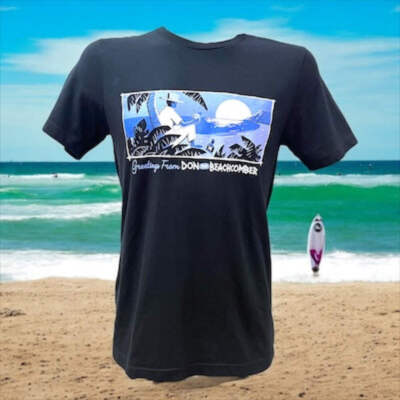 Don The Beachcomber- Vintage Brand- Greetings From Paradise Black T Shirt- Tiki