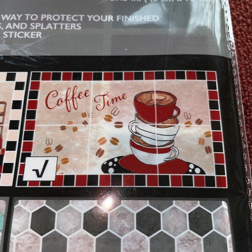 Cooking Concepts Foil Backsplash Coffee Time Wall Sticker 17.7" x 29.5" New - 第 1/9 張圖片