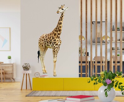 3D Gelb Giraffe C386 Tier Wallpaper Wandbild Poster Wandaufkleber Abziehbild Zoe
