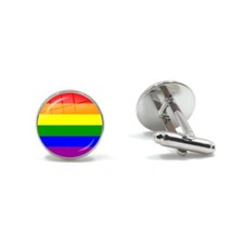 2 Manschettenkn&ouml;pfe, Cufflinks f&uuml;r Hemd Anzug, Regenbogen, Pride, LGBT