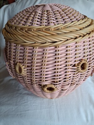 Pottery Barn Kids PINK FISH WICKER BASKET