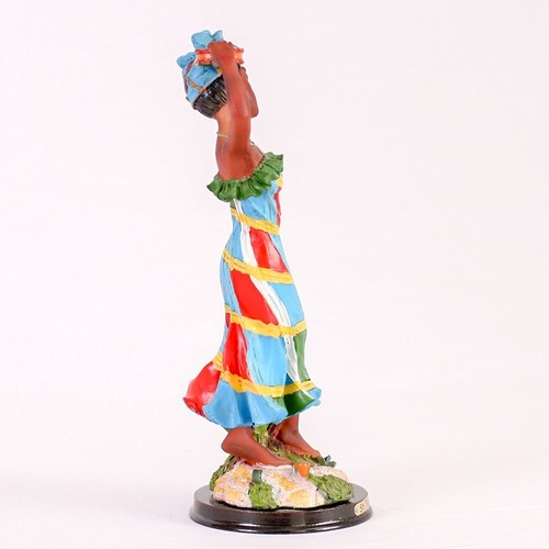 Woman in dress figurine, St Thomas souvenir, 8 1/2" tall - Picture 2 of 4