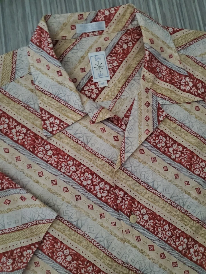 Camisa Hawaiana BURMA BIBAS Tostada Para Hombre Playa Hawaiana Floral Surf XL Algodón 60 Césped Foto 3 de 3