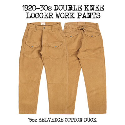 Simons Mens 15OZ Double Knee Logger Work Pants Lumberjack Trousers Cotton Casual