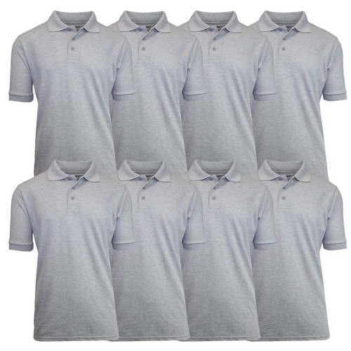 8-Pack Mens Short Sleeve Pique Polo Shirts Uniform Fitted Color Solid (S-2XL) - Picture 5 of 10