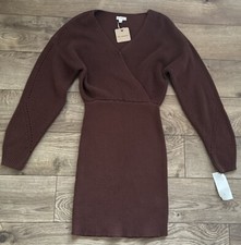 Blu Pepper Brown Sweater Cotton Blend Dress Size S