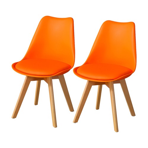 Pair of Faux Leather Dining Chair with Wooden Leg Dining Room Office Home Modern - Picture 56 of 105
