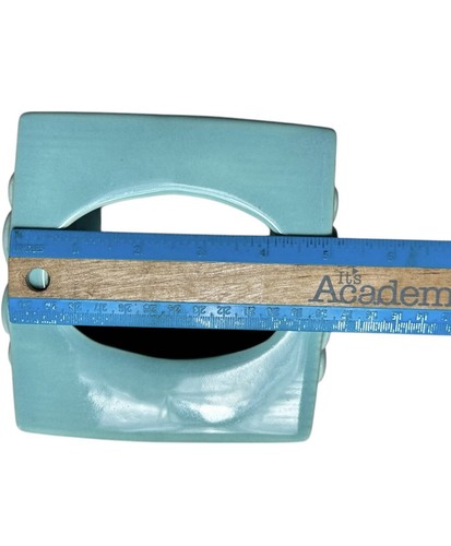 Turquoise Ceramic Mid-century Raised Shell Tissue Box Cover Retro 4.5 X 5 in - Picture 7 of 7