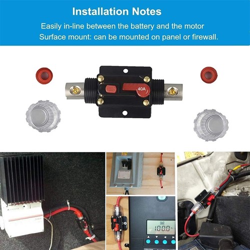 40A Circuit Breaker Stereo Reset Inline Fuse Holder 12V For Car Audio Marine - Picture 5 of 12