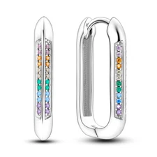MULA Big U Hoop Earrings Sparkling AAA CZ For Women Jewelry 925 Sterling Silver