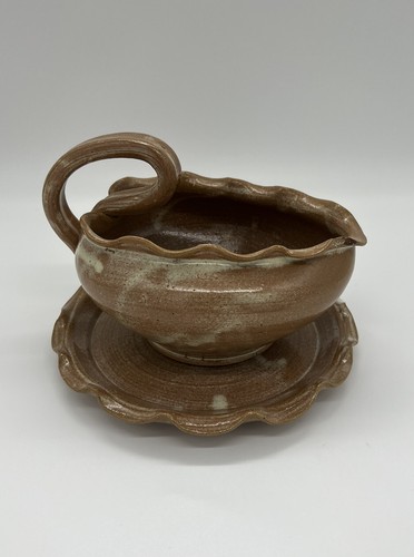Sottopiatto Barca Gravy Firmato Studio Arte Ceramica Marrone Marrone Marrone Smaltato - Foto 4 di 14