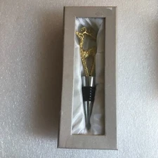 LS Arts Gold Tone Metal Reindeer Wine Liquor Bottle Stopper