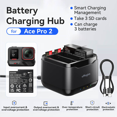 Fast Battery Charge Hub For Insta360 Ace Pro 2 3 Channel Battery Charger Station