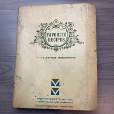 VTG 1965 Massachusetts Mutual Life Insurance Co. FOOD SERVICE DEPT.  Recipe Book