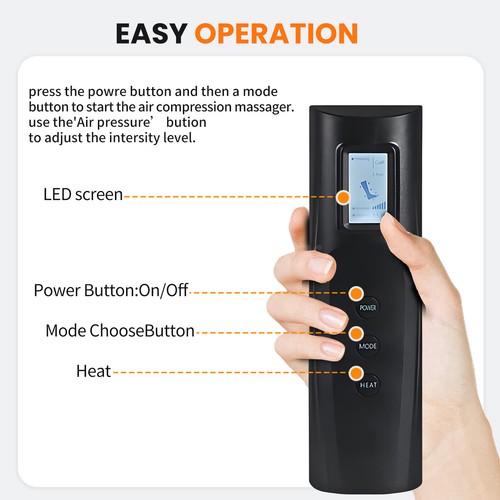 Air Compression Leg Massager w/ Heat for Foot,Calf,Thigh & Knee Pain Relief Gift - Picture 15 of 65