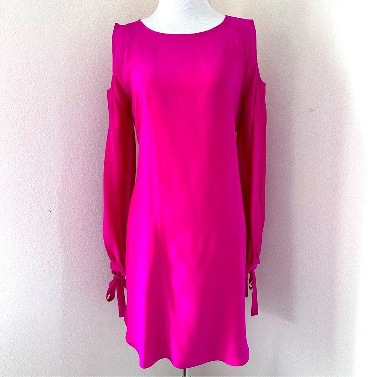 Amanda Uprichard Hot Pink 100% Silk Cold Shoulder Long Sleeve Summer Dress Small | eBay Amanda Uprichard Hot Pink 100% Silk Cold Shoulder Long Sleeve Summer Dress Small | eBay