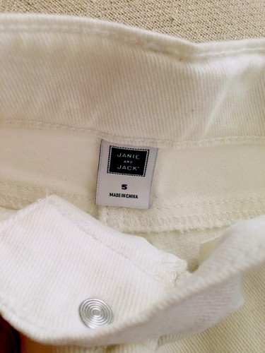 Janie and Jack Girls White Dress Pants Jeans w/Gold Buttons Size 5 - Picture 5 of 5