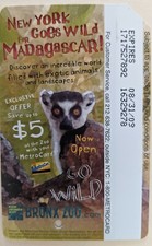 Bronx Zoo, NYC MetroCard, Never Used-Expired, Mint Condition