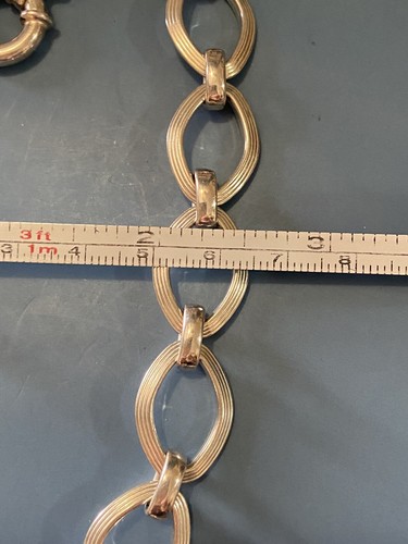 STERLING SILVER Italy Oval Link Collar Necklace 56.6 Grams 17.5” STUNNING! - Picture 5 of 6