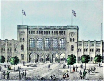Verlag J  F Richter kolorierte TOP-Lithographie ~1880: HAMBURG - VENLOER BAHNHOF