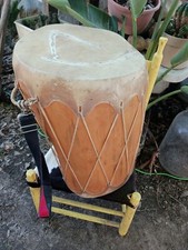 AWESOME VINTAGE NATIVE AMERICAN HANDMADE LARGE POW WOW TAOS DRUM NICE""