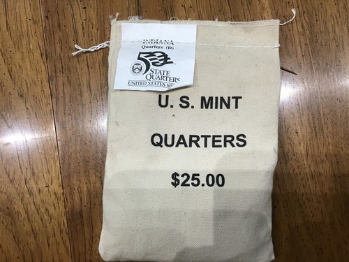 2002-D Indiana Statehood Quarters Sealed US Mint Bag of 100 Coins E1065 - Picture 2 of 2