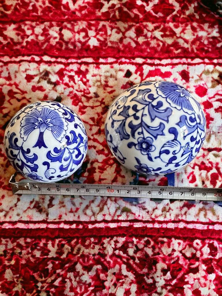 Antique Vintage Carpet Balls - Blue And White Ceramic | eBay