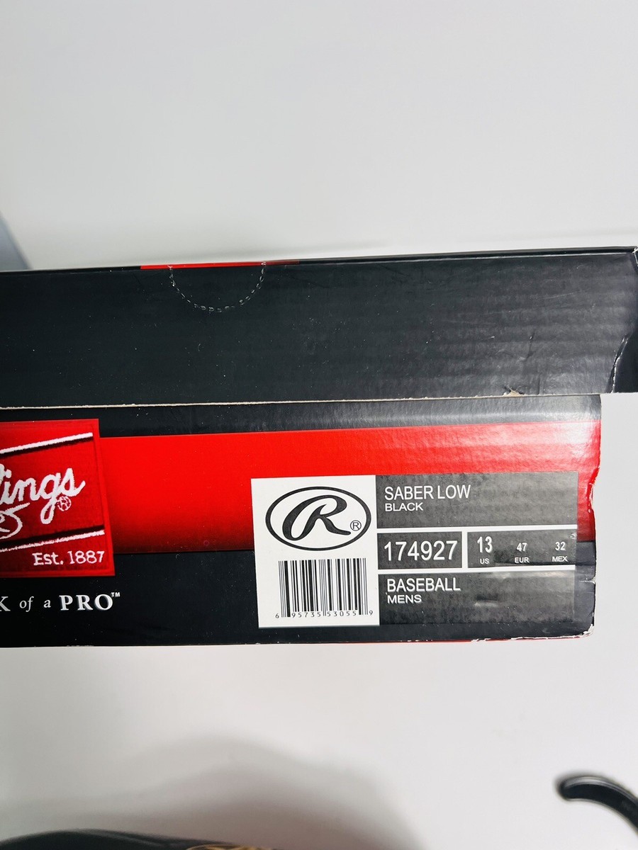 Crampons De Baseball Bas Rawlings Saber Noir, Coolflo, Pointure 10D, Homme, Neuf Sans étiquette