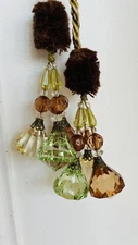 Beaded Drapery Tie back Sewing Trims  tassels Crafting  , Tie Backs Brown Green