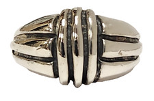 Vintage Modernist 925 Sterling Silver Ribbed Ring US Size 9 / 9.70 grams