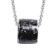 Constituted Shungite, Marvelous Meteorites Barrel Pendant Necklace 20 Inches