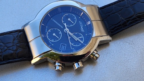 Raro Orologio Uomo St Dupont Cronografo Acciaio Quarzo - Foto 3 di 7
