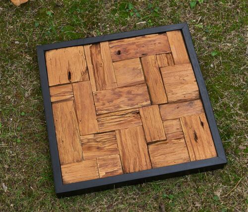 Arte de pared de collage de listones de granja de 17""x17"" decoración rústica de madera de teca hecha a mano - Imagen 21 de 33