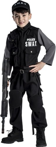 KIDS S.W.A.T. POLICE OFFICER COSTUME CHILDRENS FANCY DRESS SWAT OUTFIT BOYS 4-14 - Picture 3 of 4